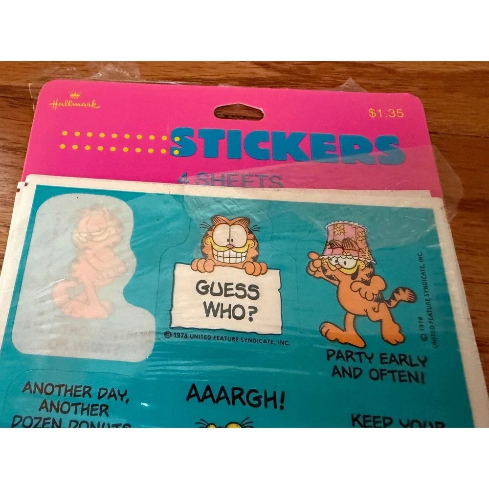 Vintage 1978 Garfield Hallmark Stickers 4 Sheets Jim Davis Comic Cat Blue Retro